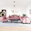 vidaXL Sofa Set Pink Velvet (100% polyester), plywood, solid wood