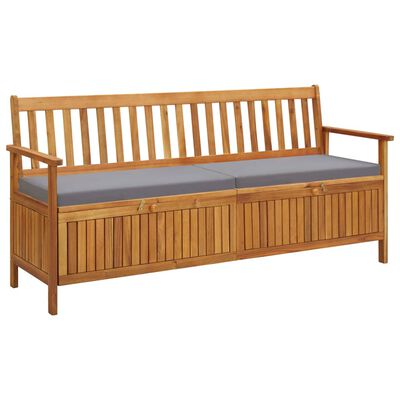 vidaXL Patio Storage Bench with Cushion 66.9" Solid Acacia Wood
