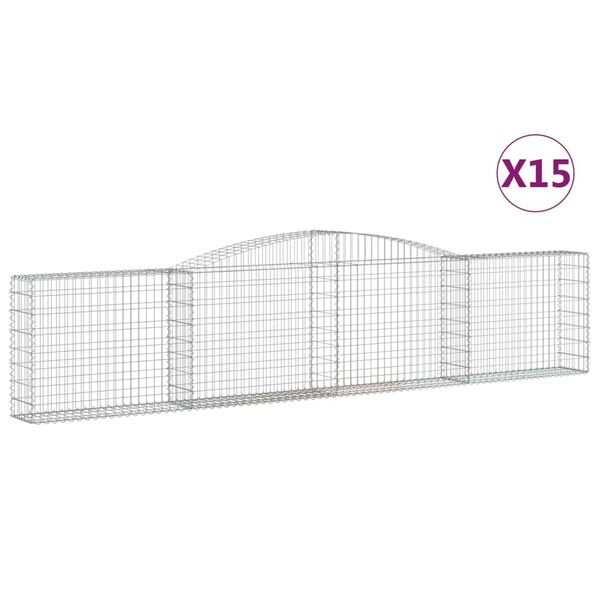 vidaXL Gabion Basket Set of 15 Silver Galvanized iron Extra large