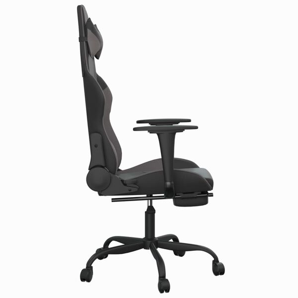 vidaXL Gaming Chair Black and Grey Faux leather Adjustable