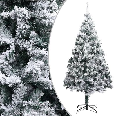 vidaXL Artificial Christmas Tree with Flocked Snow Green 70.9" PVC