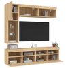 vidaXL 7 Piece TV Wall Stand Set with LED Lights Sonoma Oak