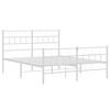 vidaXL Metal Bed Frame White Powder-Coated Steel Small Double