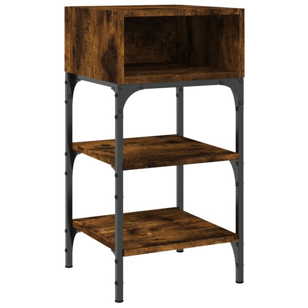 vidaXL Bedside Table Set of 2 Smoked oak Engineered wood, iron 27.6 in