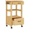 vidaXL Kitchen Trolley MONZA 18.9"x15.7"x34.8" Solid Wood Pine