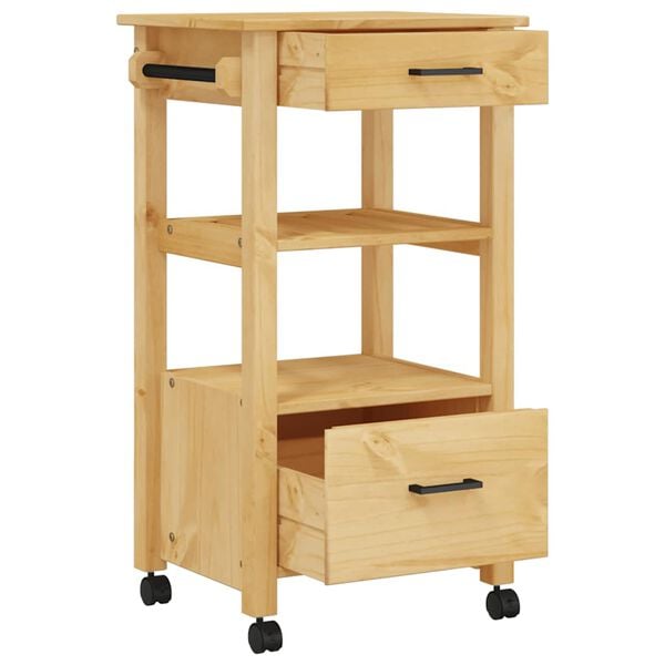 vidaXL Kitchen Trolley MONZA 18.9"x15.7"x34.8" Solid Wood Pine