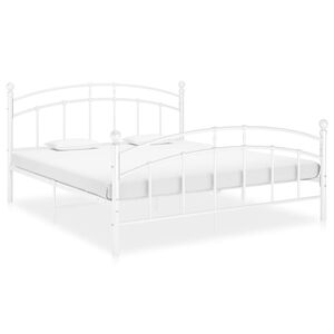 vidaXL Bed Frame White Powder-coated Metal Full Durable Bed Frame