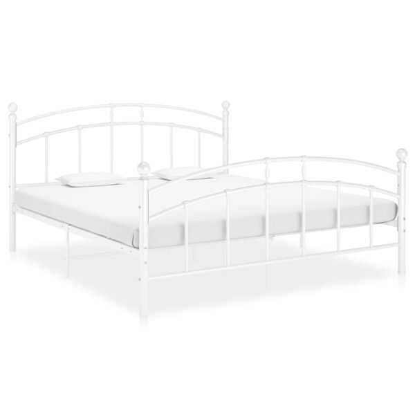 vidaXL Bed Frame White Powder-coated Metal Full Durable Bed Frame