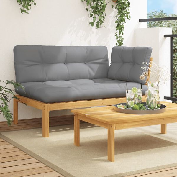 vidaXL Pallet Corner Sofa Acacia wood, Grey cushions