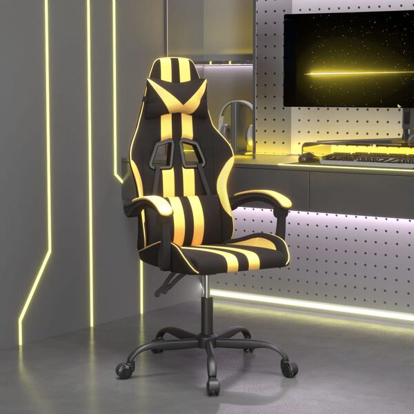 vidaXL Gaming Chair Black and Gold Faux leather, Metal, Plywood