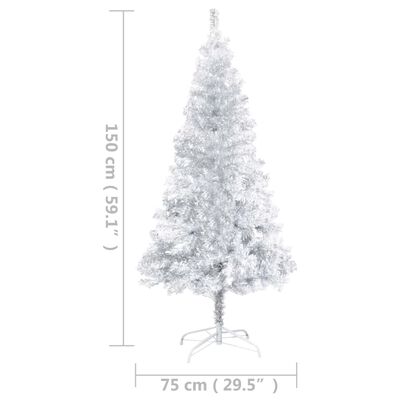 vidaXL Artificial Pre-lit Christmas Tree with Stand Silver 59.1" PET