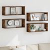 vidaXL Wall Cube Shelf Set of 4 Smoked oak Engineered wood Standard