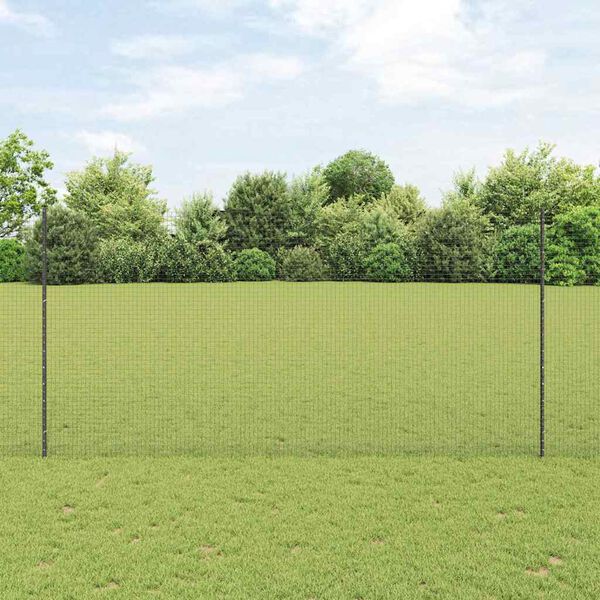 vidaXL Fence with Post Grey 4.92 x 82.02 ft Steel