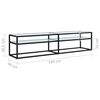 vidaXL TV Cabinet Black and White Marble Tempered Glass, Powder-Coated Steel