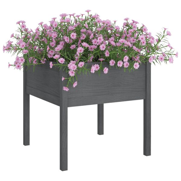 vidaXL Garden Planter Grey Solid Pinewood Large Durable Garden Planter