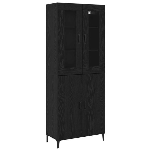 vidaXL Highboard 2 pcs Black Oak Engineered Wood