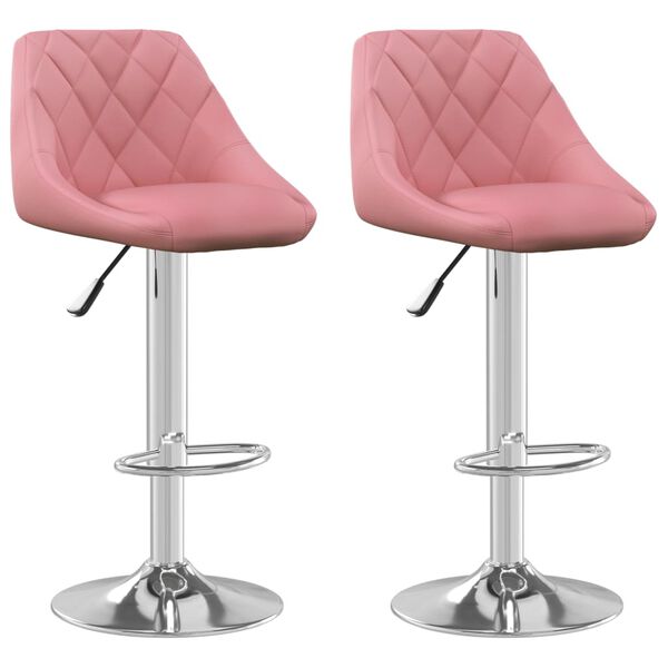 vidaXL Bar Stool Set of 2 Pink Velvet (100% polyester), chrome steel