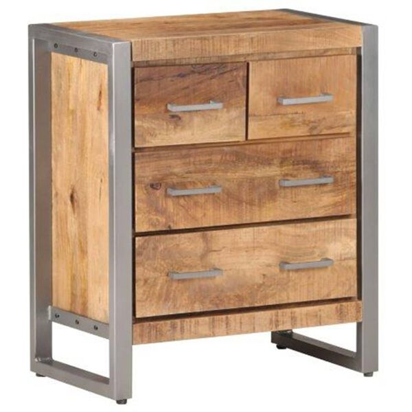 vidaXL Sideboard Natural wood, grey Rough mango wood, iron