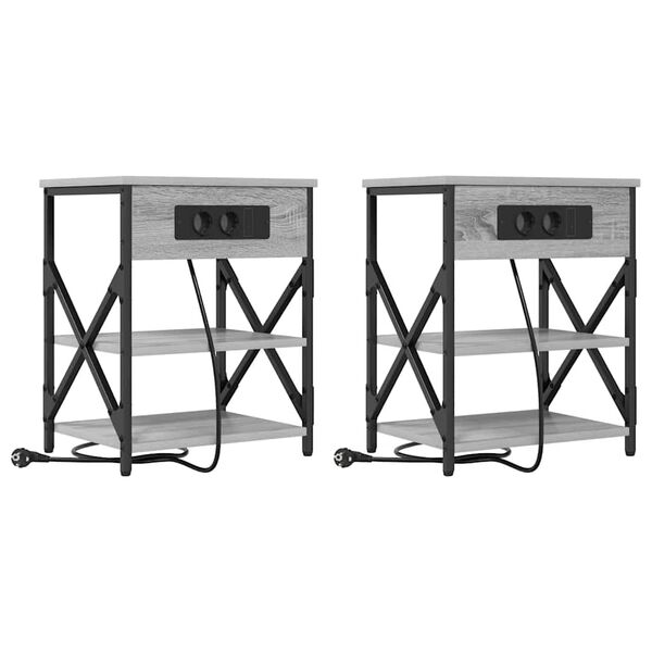 vidaXL Bedside Cabinet 2 pcs Grey Sonoma 16.14 x 12.20 x 20.08 in
