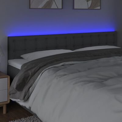 vidaXL LED Headboard Dark Gray 63"x2"x30.7"/34.6" Fabric