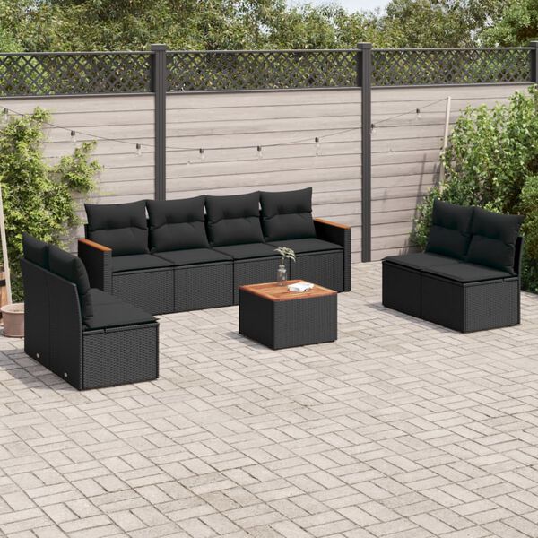 vidaXL Garden Sofa Set Black