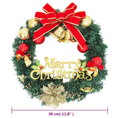 vidaXL Christmas Wreath with 15 LEDs Green 11.8"