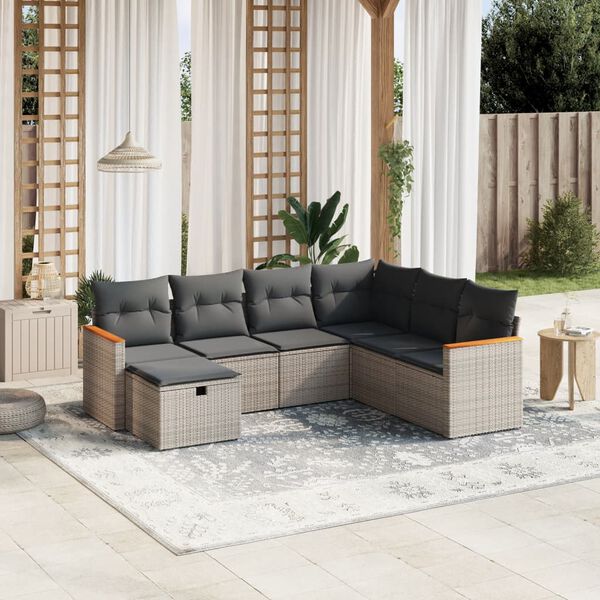 vidaXL Garden Sofa Set Grey PE Rattan Large Modular Garden Sofa Set