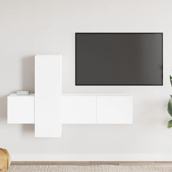 vidaXL TV Cabinet White Engineered wood Medium TV Cabinet Rectangular
