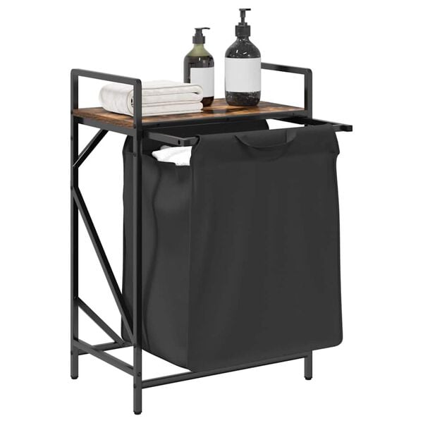 vidaXL Laundry Basket 1 Compartment with Shelf Smoked Oak