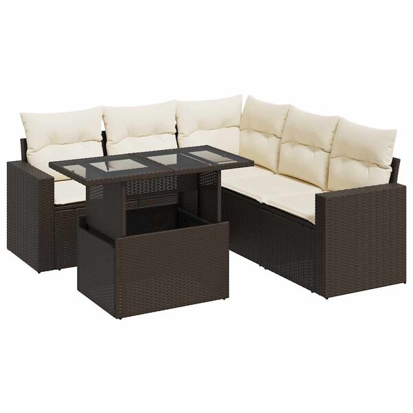 vidaXL Garden Sofa Set Brown, Cream White