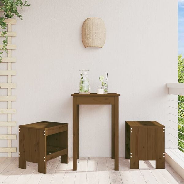 vidaXL Garden Stool Set of 2 Honey brown Solid pine wood Medium