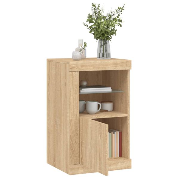 vidaXL Side Cabinet Set of 2 Sonoma oak Engineered wood, glass Medium
