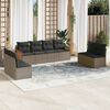 vidaXL Garden Sofa Set Grey PE rattan, powder-coated steel, 100% polyester