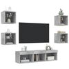 vidaXL TV Wall Unit Set of 7 Concrete Grey Engineered Wood, Glass Medium