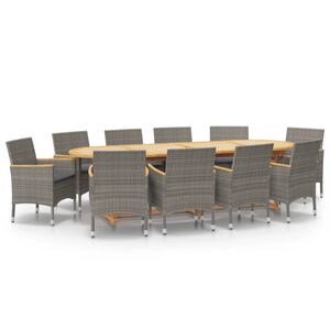 vidaXL Garden Dining Set Grey Solid acacia wood 11 Piece Durable