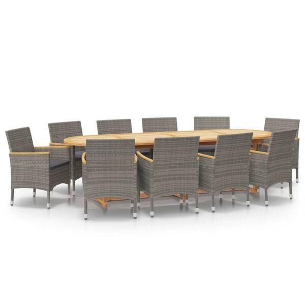 vidaXL Garden Dining Set Grey Solid acacia wood 11 Piece Durable