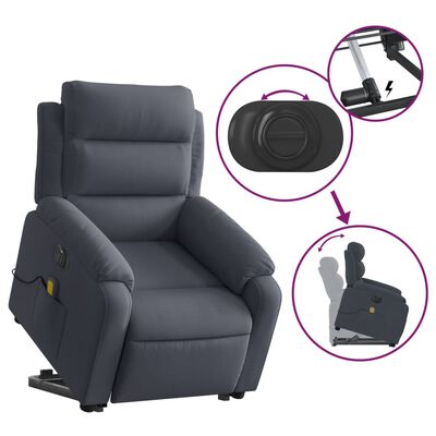 vidaXL Electric Stand up Massage Recliner Chair Dark Gray Velvet