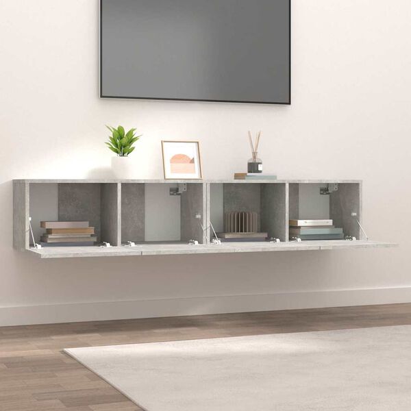 vidaXL TV Cabinet Set of 2 Concrete gray Engineered wood Medium