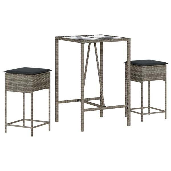 vidaXL Garden Bar Set Grey, Dark Grey, Black
