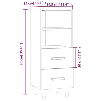 vidaXL Sideboard Brown Oak 13.6"x13.4"x35.4" Engineered Wood