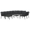 vidaXL Garden Lounge Set Black, Grey Powder-coated steel, Polyester Medium