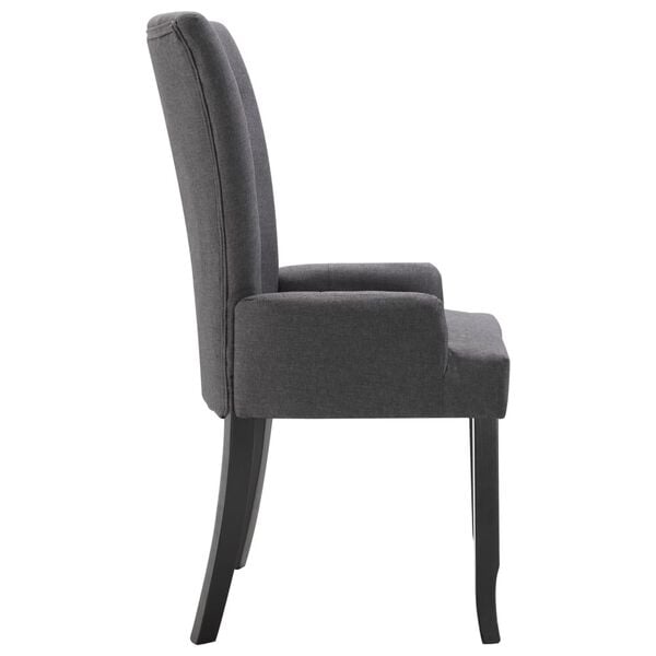 vidaXL Dining Chair Dark Grey Polyester and Oak Wood Standard Ergonomic