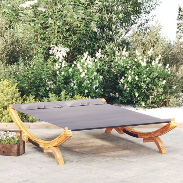 vidaXL Patio Lounge Bed Anthracite Solid Bent Wood, 100% Polyester Fabric