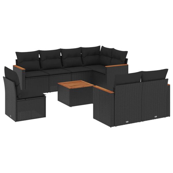 vidaXL Garden Sofa Set Black