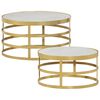 vidaXL Coffee Table Set of 2 Brass and White Marble, Steel Small