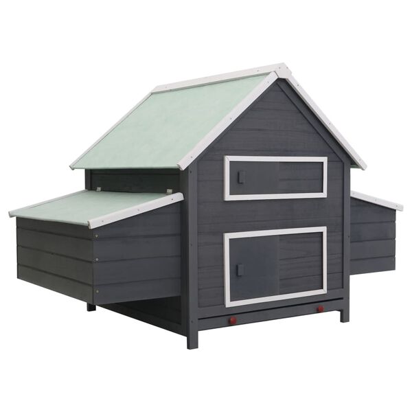vidaXL Chicken Coop Grey and white Pinewood, plywood