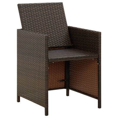 vidaXL Patio Chairs with Cushions 4 pcs Poly Rattan Brown