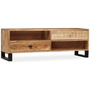 vidaXL TV Cabinet Natural Mango Wood Solid Mango Wood and Steel Medium