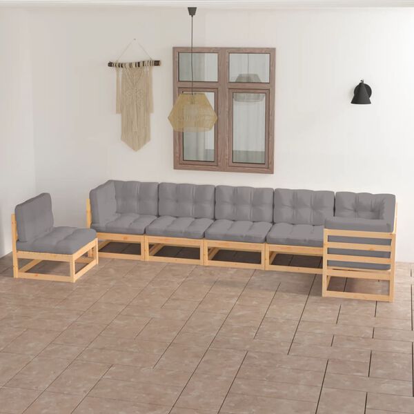 vidaXL Garden Lounge Set Natural wood Solid pine wood Large Modular