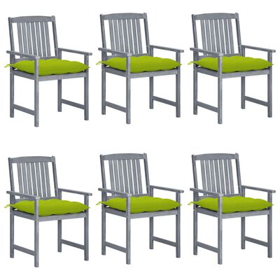 vidaXL Patio Chairs with Cushions 6 pcs Solid Acacia Wood Gray